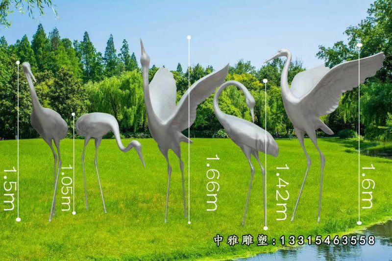不锈钢展翅仙鹤雕塑 (2)