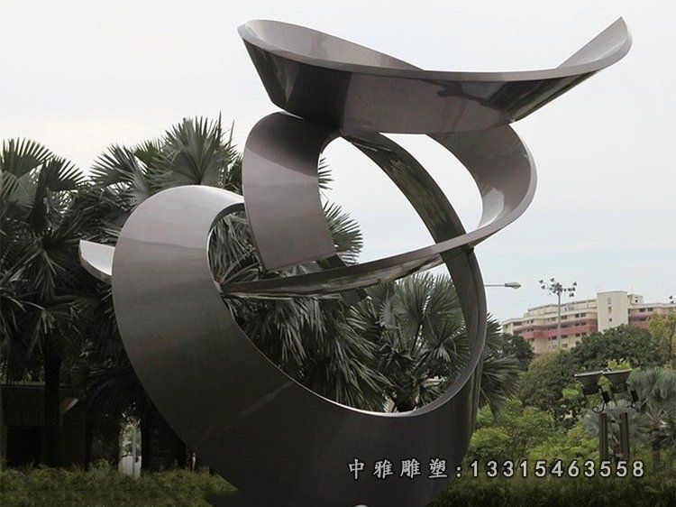 创意抽象丝带公园景观雕塑，不锈钢雕塑 (2)
