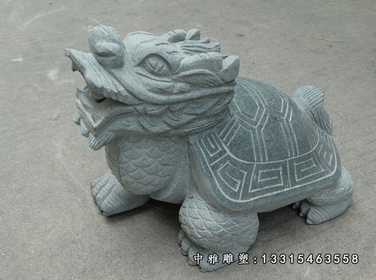 青石龙龟，小型龙龟石雕 (3)