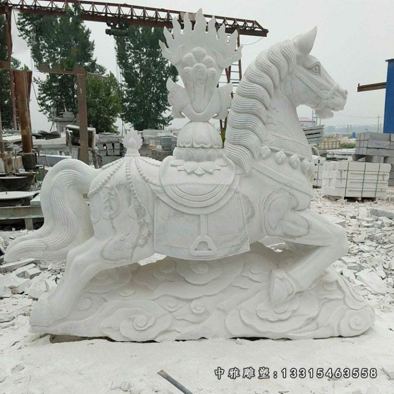 汉白玉立式马 石雕 广场动物雕塑