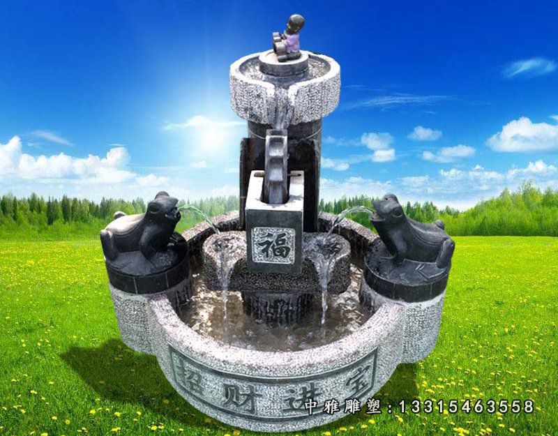 青石小鸟喷泉 石雕公园景观摆件 (2)