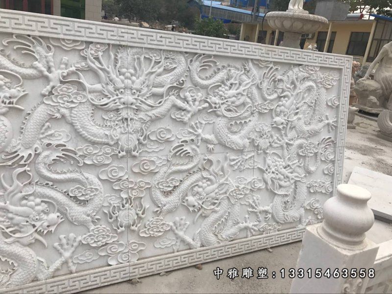 浮雕降龙 石雕公园景观雕塑 (1)