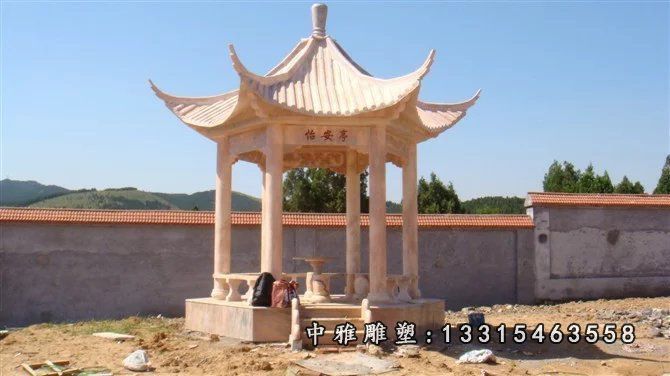 石雕凉亭，晚霞红凉亭雕塑 (5)