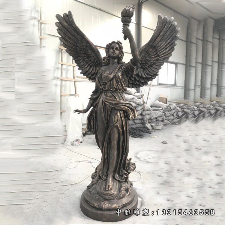举火炬的天使雕塑 玻璃钢仿铜西方人物雕塑