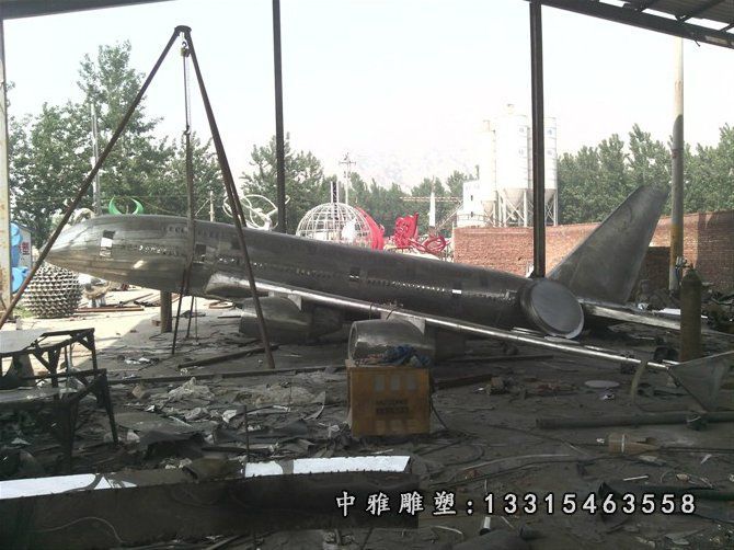 不锈钢抽象飞机雕塑 公园造型雕塑 (3)