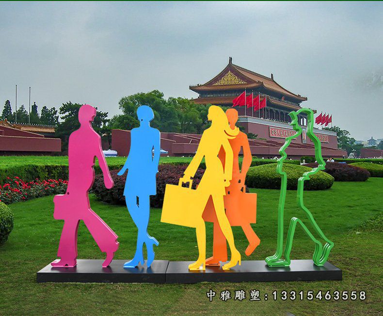 不锈钢时尚购物人物雕塑 (4)
