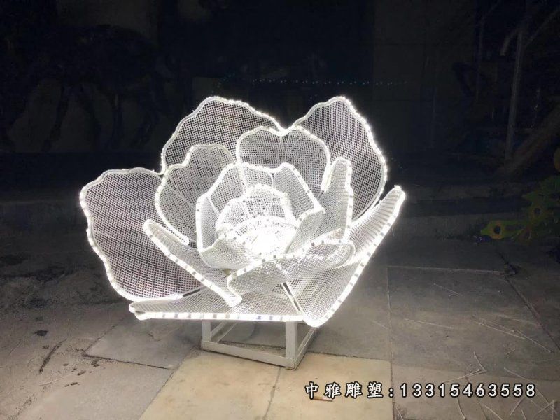 镂空不锈钢玫瑰花雕塑 (1)