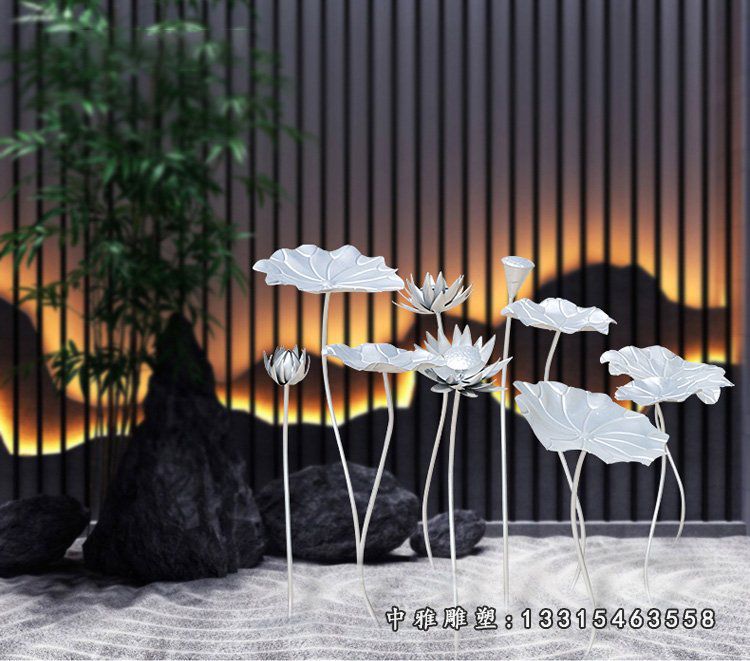 室内不锈钢荷花雕塑 (2)