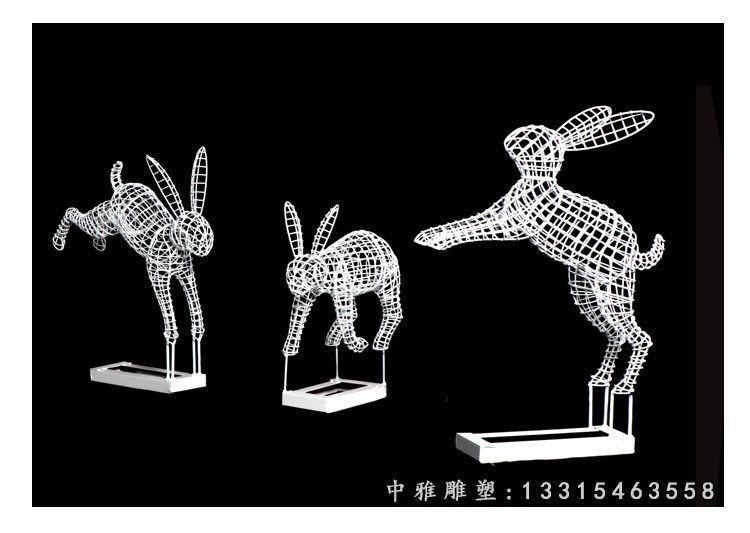 商场休闲镂空兔子雕塑 (1)
