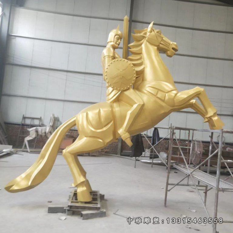 广场骑士马不锈钢雕塑