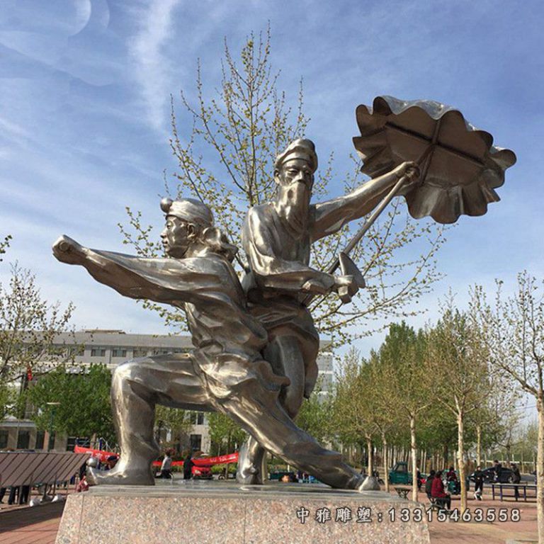 景观不锈钢人物雕塑 不锈钢雕塑 现代人物场景公园广场雕塑47633