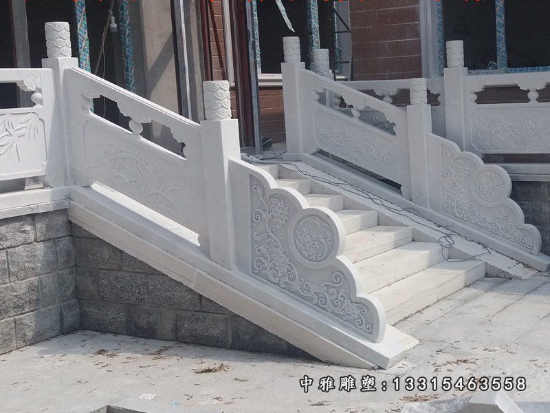汉白玉栏板栏杆，景观石雕