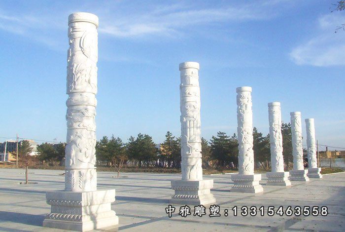 广场石头柱，公园广场石雕龙柱