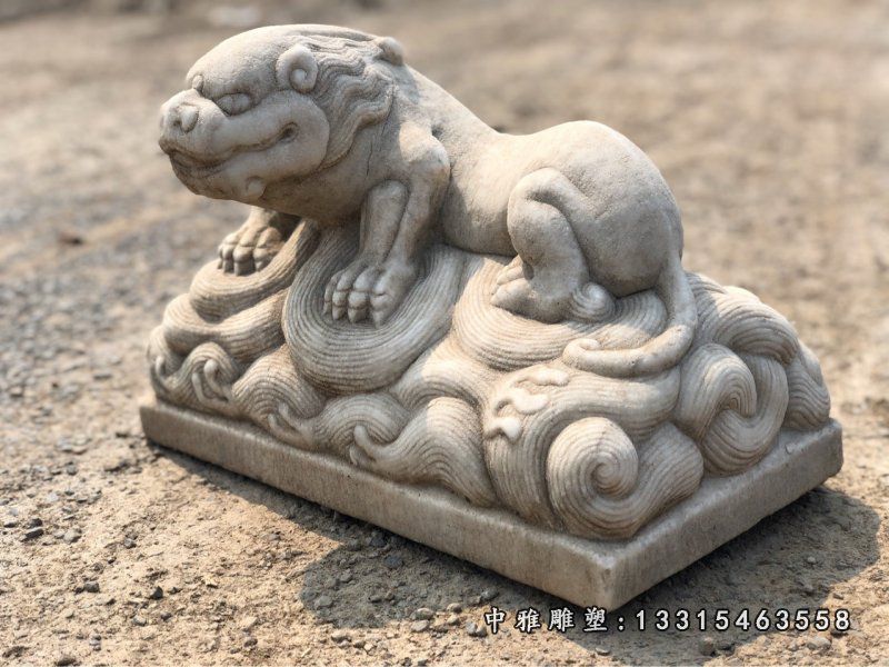 厂家生产仿古汉白玉石雕石狮摆件28394