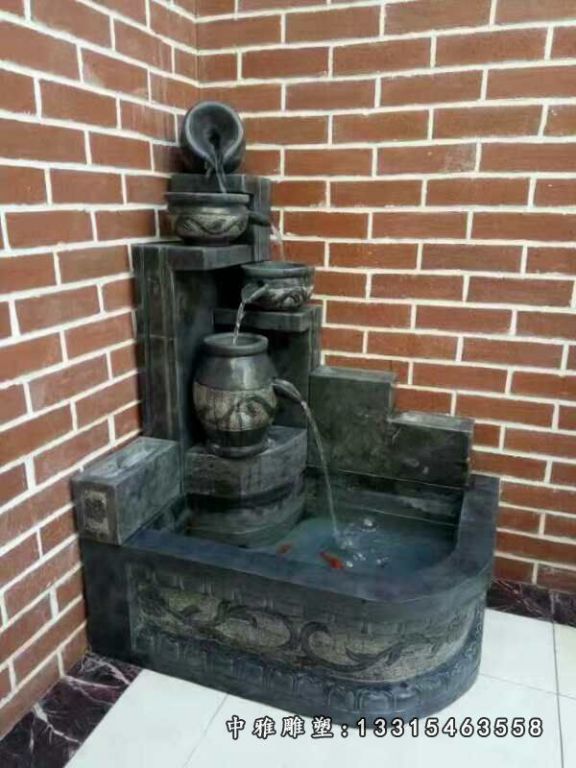 仿古别墅流水池石雕