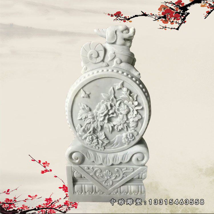 镇宅石门墩雕塑，汉白玉抱鼓石雕塑