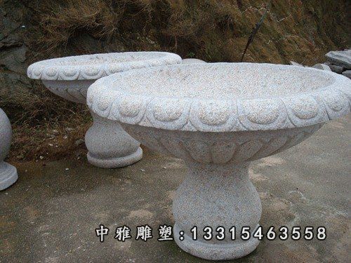 大理石花盆，80公分高石雕花盆