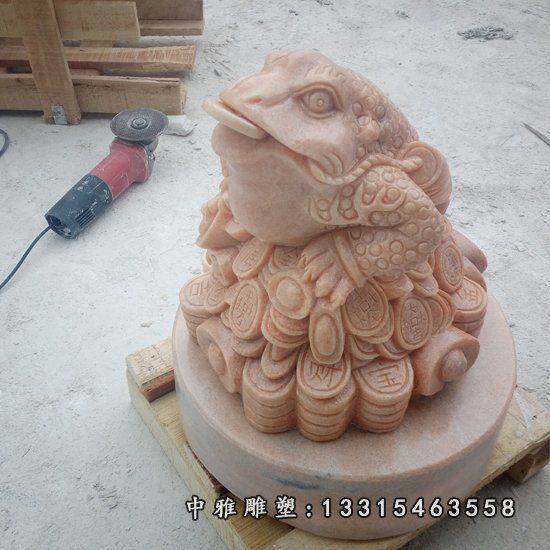 晚霞红金蟾，招财金蟾石雕 (3)