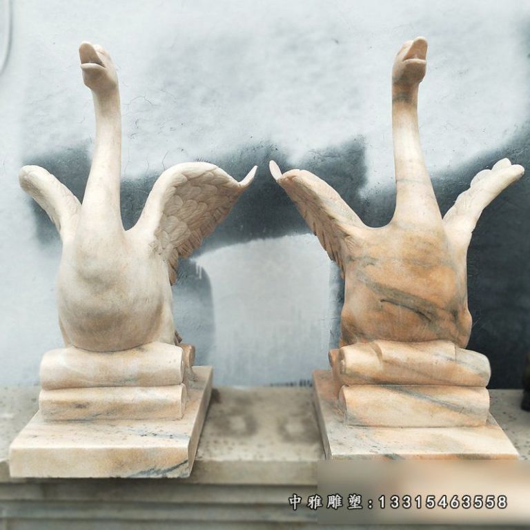 天鹅喷泉石雕，小区景观石雕