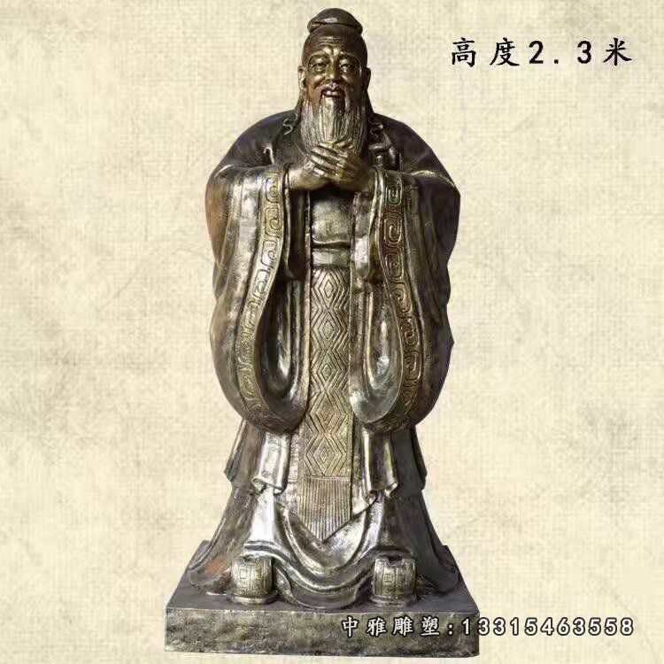 孔子行教像铜雕，广场古代名人铜雕 (2)
