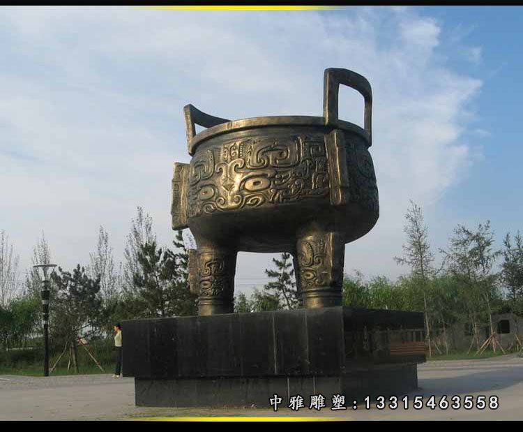 大型铜鼎雕塑，三足铜鼎雕塑