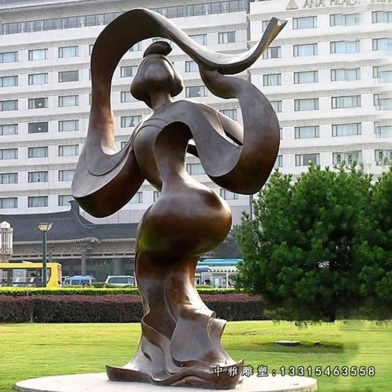 跳舞的抽象唐朝美女铜雕