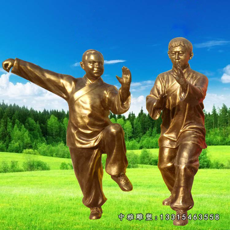 户外打太极拳的人物雕塑 玻璃钢仿铜人物摆件 (4)
