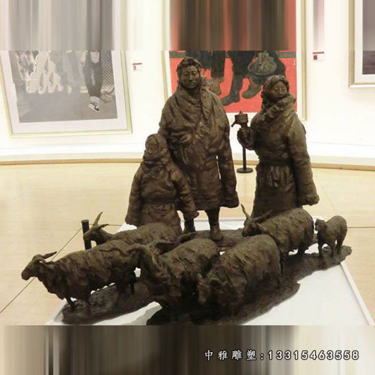 牧民放羊人物铜雕