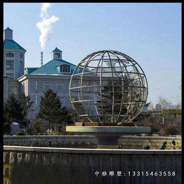 广场地球抽象不锈钢雕塑