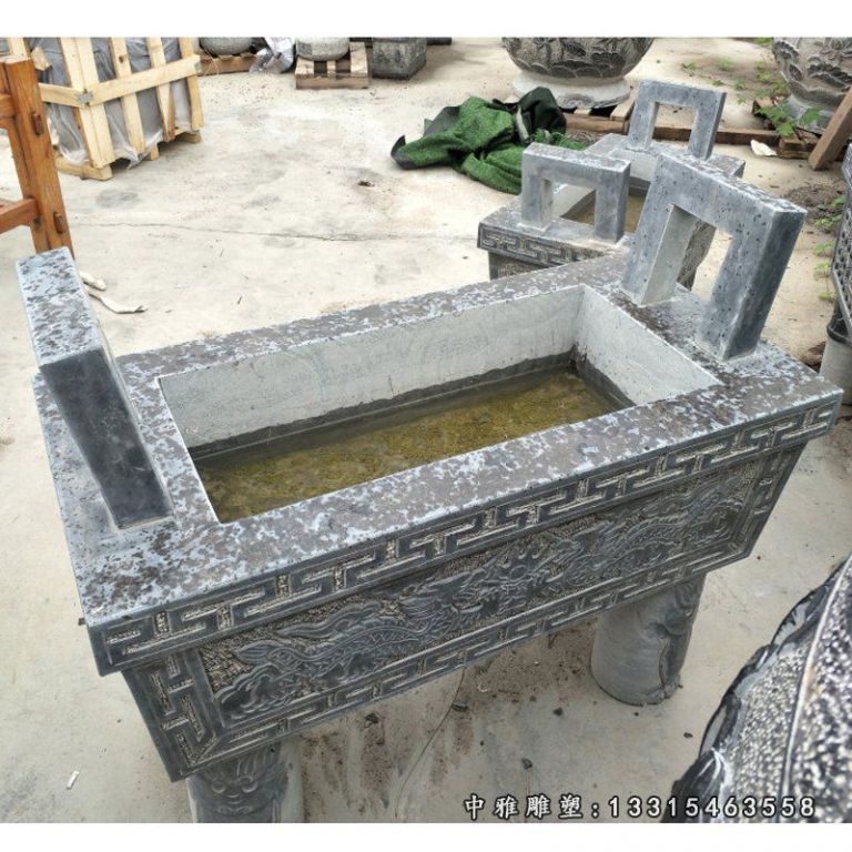 大理石四足鼎香炉 石雕寺庙雕塑 (3)