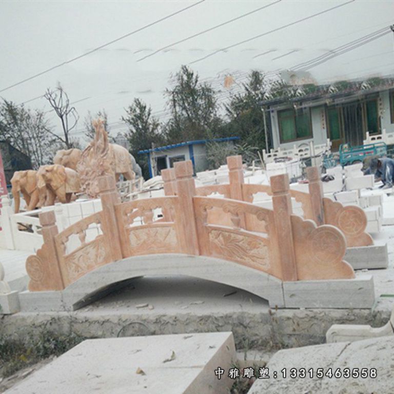 晚霞红石栏板雕塑，公园景观石雕 (2)