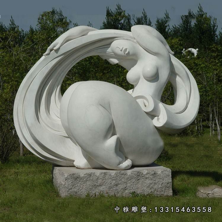 汉白玉抽象人物雕塑 石雕广场抽象雕塑