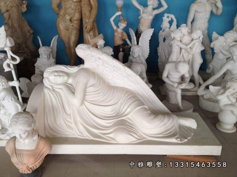睡着的天使石雕，汉白玉西方人物