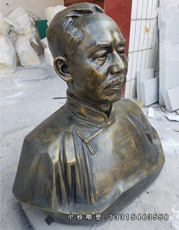 玻璃钢校园近代名人雕塑 玻璃钢仿铜蔡元培胸像雕塑 (2)