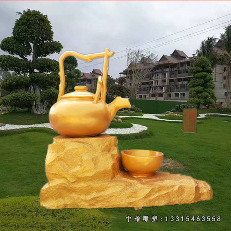 公园茶壶铜雕