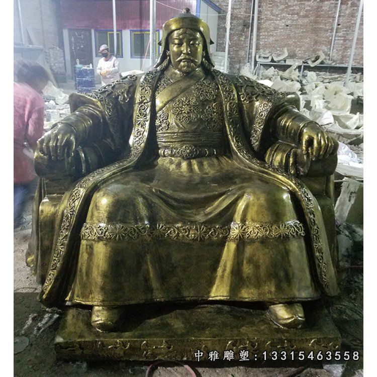 成吉思汗雕塑，玻璃钢仿铜人物 (3)