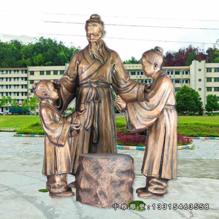 古代历史典故雕塑玻璃钢仿铜孔融让梨人物摆件 (2)