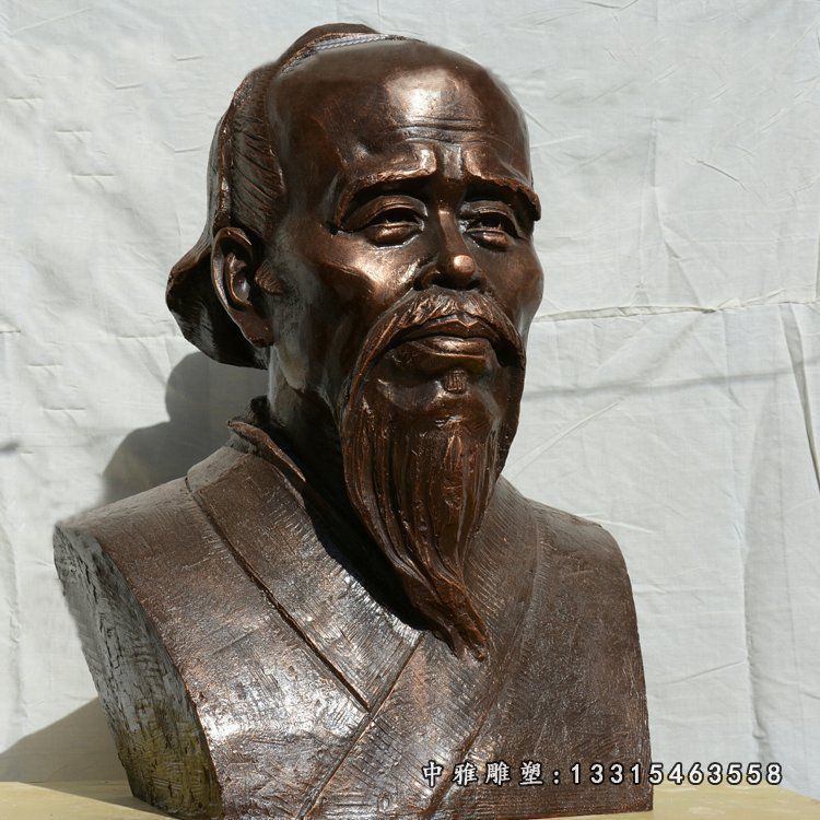 华佗胸像铜雕，古代名医铜雕 (2)