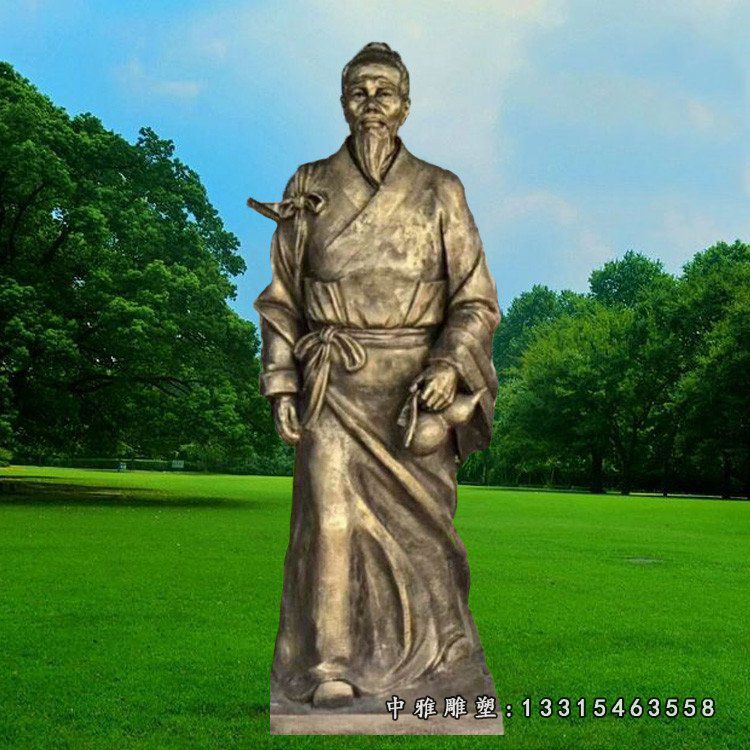 医院华佗雕塑玻璃钢仿铜古代名医 (3)
