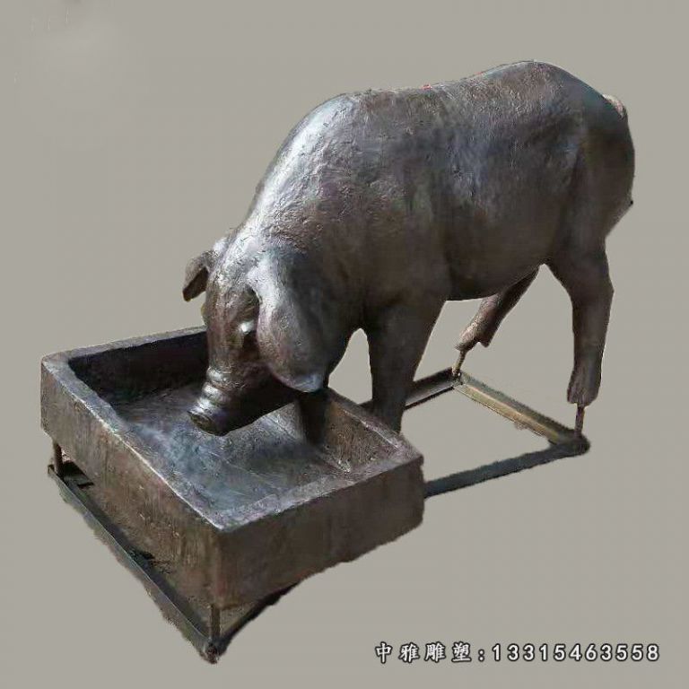 铜雕农场猪动物摆件 (4)