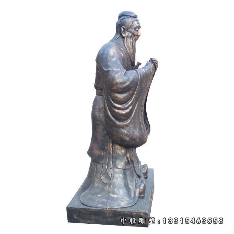 玻璃钢仿铜孔子行教像 校园古代名人孔子雕塑 (2)