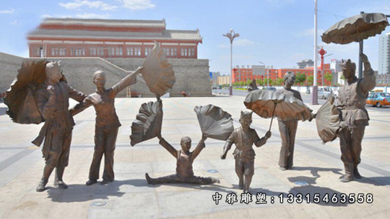 民俗舞蹈人物铜雕
