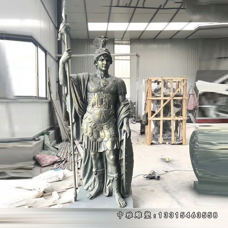 玻璃钢仿铜西方士兵雕塑 公园西方人物雕塑 (6)