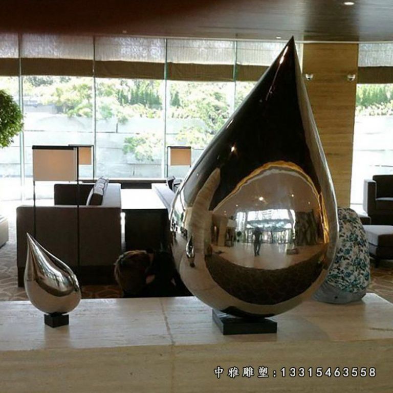 不锈钢水滴球 公园景观雕塑