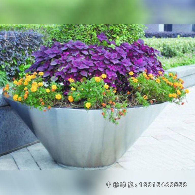 不锈钢花盆雕塑，公园景观不锈钢雕塑