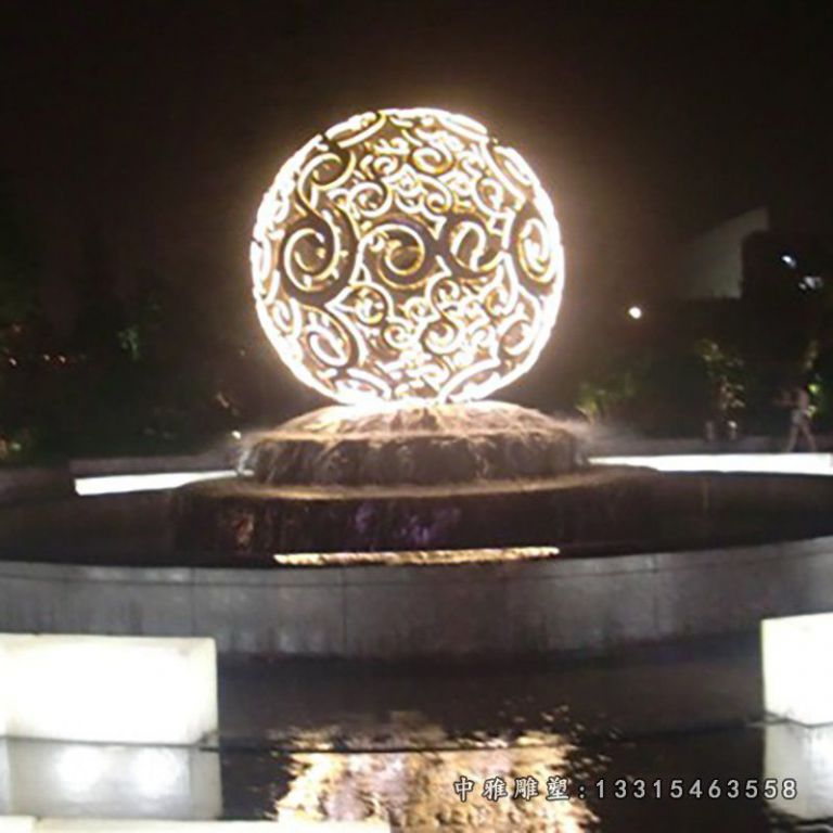 不锈钢发光镂空球 商场门口景观雕塑 (5)