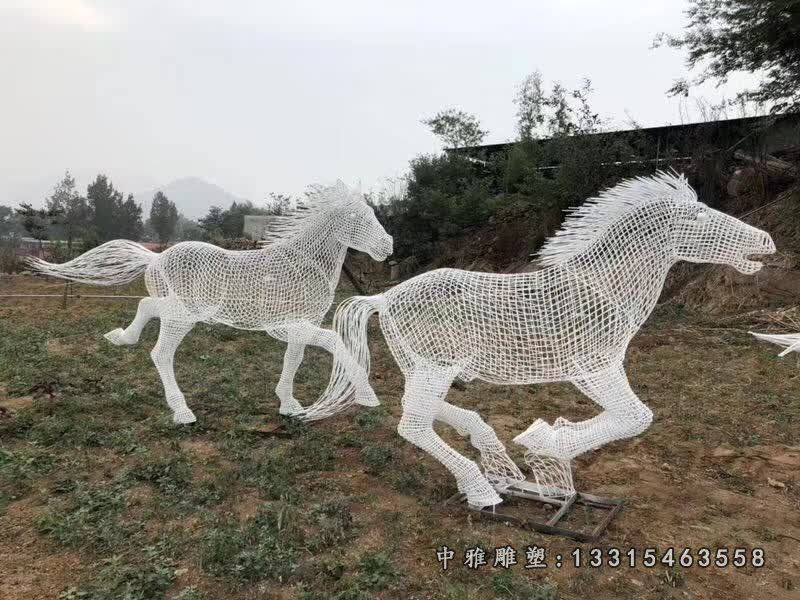 不锈钢镂空群马奔跑雕塑 (3)[1]