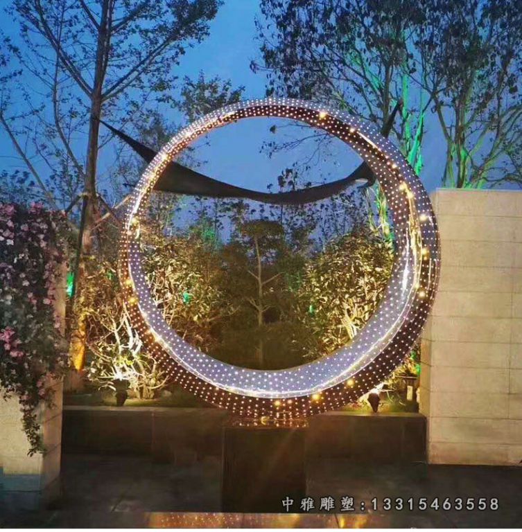 不锈钢发光月亮雕塑 (4)