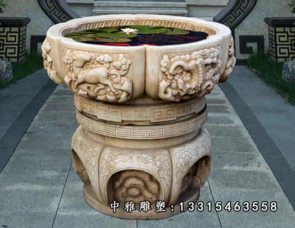 大理石水缸雕塑