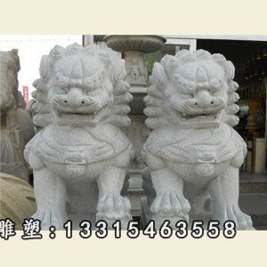汉白玉别墅看门石狮子